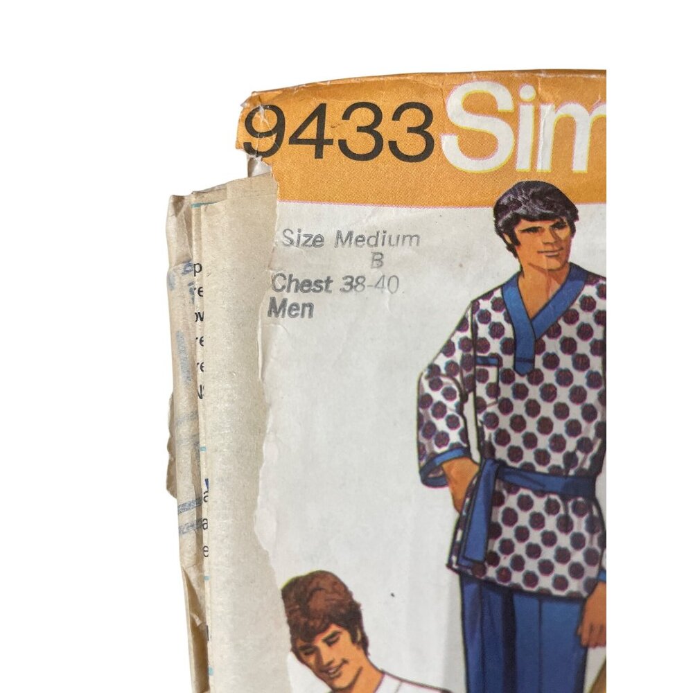 70s Simplicity 9433 Pattern Size Medium Mens Paja… - image 2